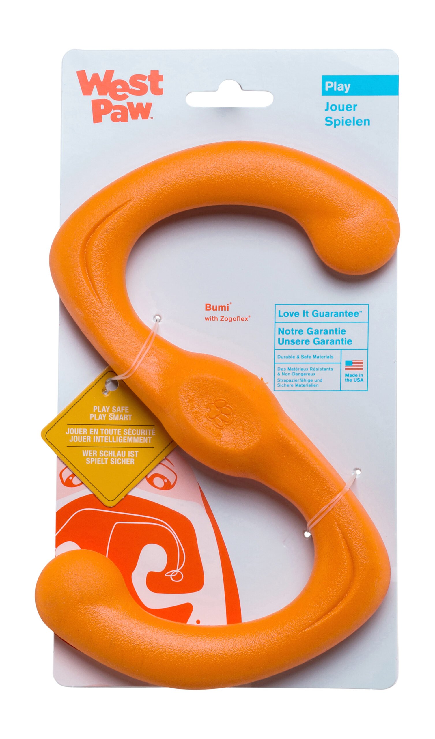 West Paw Zogoflex Bumi Large 9.5" Dog Toy Tangerine